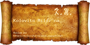 Kolovits Miléna névjegykártya